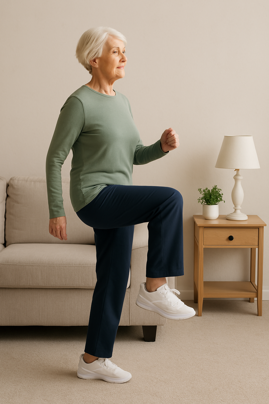 Ältere Person übt Fersen-Zehen-Gang