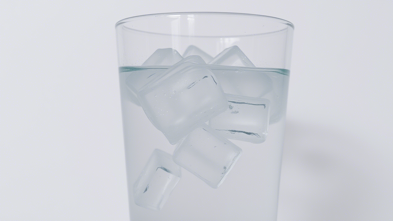 Kaltes Wasser am Morgen Glas mit eiskaltem Wasser und Eiswürfeln
