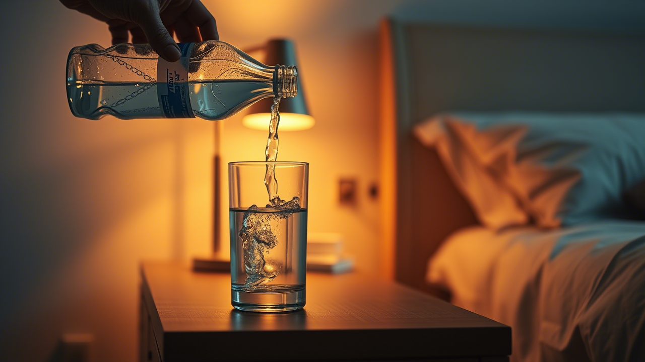 Wasser aus Plastikflaschen Plastikflasche auf Nachttisch
