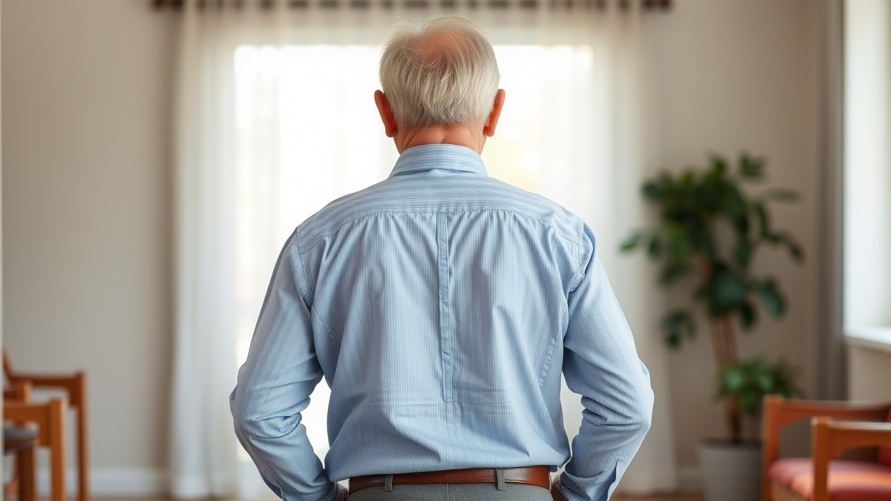 Senior mit geradem Rücken