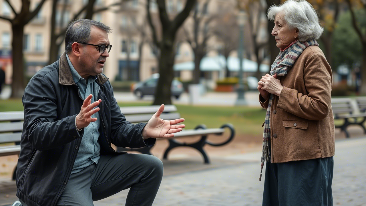 Ein fordernder Verwandter kann belastend sein Verwandter bittet um Hilfe